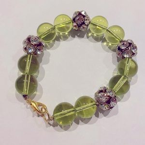 J. Crew Green and Rhinestone Bracelet